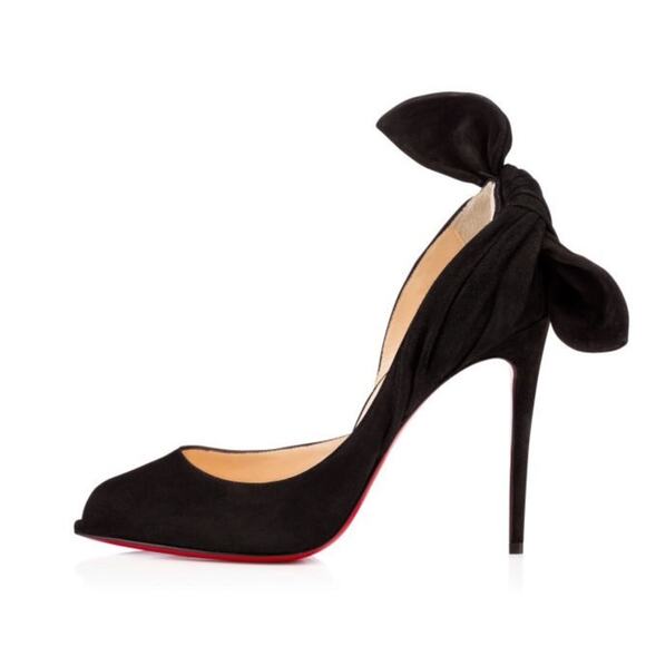Christian Louboutin Shoes - Christian‎ Louboutin Barbara 100mm Women's Black Suede Peep Toe Heels Size 39